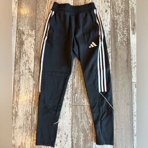 Adidas Extra Small Black Joggers with White Stripes